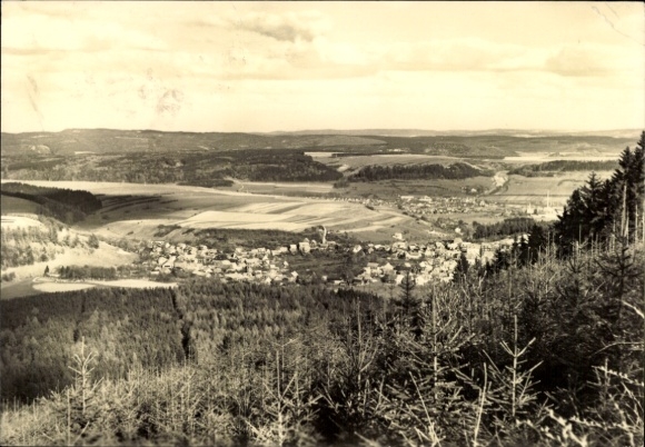 Ak Burg Gräfenrode Karben Hessen, panoramisch uitzicht, landschap, dorpen, wolken, bomen, vakantie