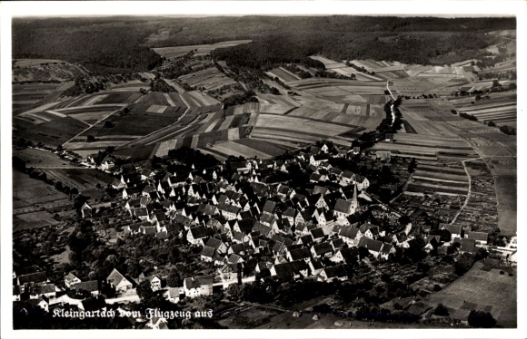 Postcard Kleingartach Eppingen in Baden, aerial photograph