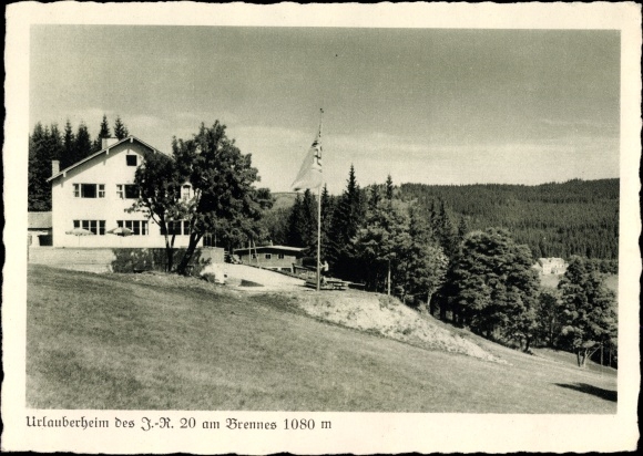 Ak Bayerisch Eisenstein im Kreis Regen Niederbayern, Urlauberheim des IR 20 am Brennes, Wald