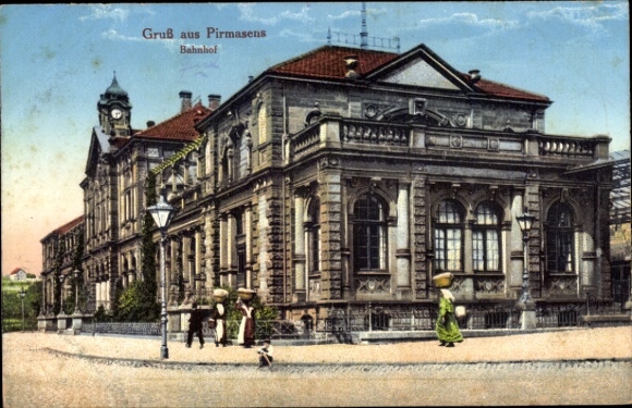 Postcard Pirmasens am Pfälzerwald, Bahnhof