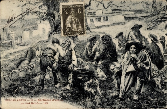 Künstler Ak Malhoa, Jose, Barbier bei der Arbeit