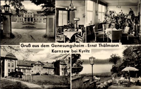 Postcard Karnzow Kyritz in the Prignitz, convalescent home Ernst Thälmann, interior views, view to the water