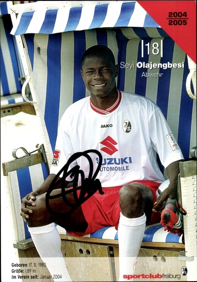 Autogrammkarte Fußballer Seyi Olajengbesi, SC Freiburg, Autogramm