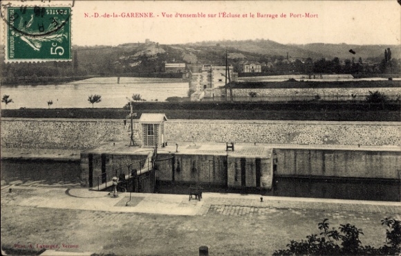 Ak Notre Dame de la Garenne Eure, Écluse et Barrage de Port Mort