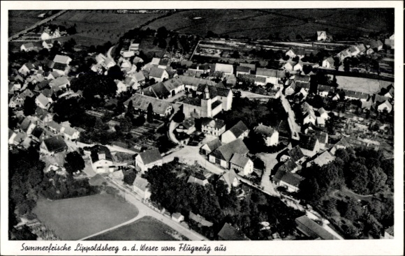 KP Lippoldsberg Wahlsburg Weserbergland, widok z lotu ptaka, domy, zielony krajobraz,