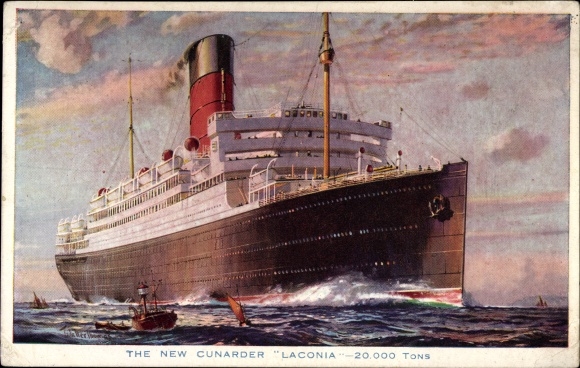 Artist Postcard Cunard Line, RMS Laconia
