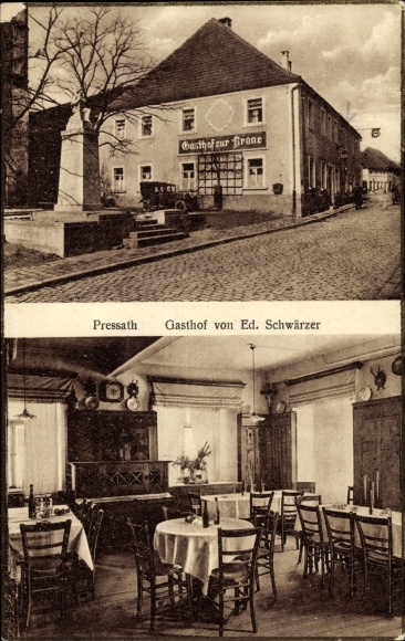 Ak Pressath in der Oberpfalz, Gasthof zur Krone, Denkmal