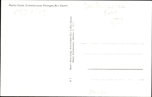 Ansichtkaart Ehringen Volkmarsen Noord-Hessen, panorama, kerkgedeelte, straatgedeelte, koloniale goederen