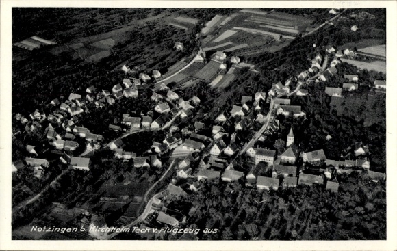 Postcard Notzingen Baden Württemberg, aerial photograph
