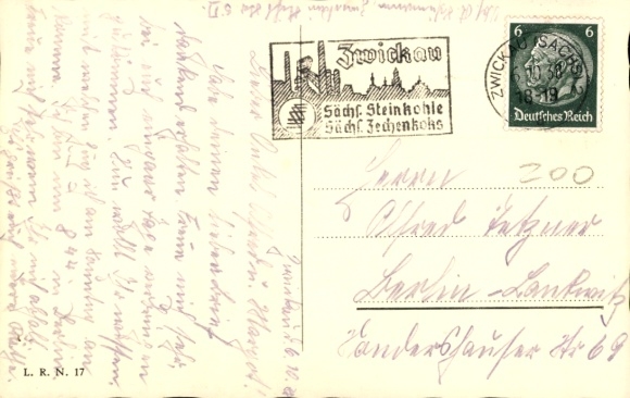 Postcard Zwickau in Saxony, Main Station, Monument of Labor