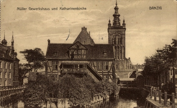 Postcard Gdańsk Danzig, Miller's Workshop, St. Catherine's Church