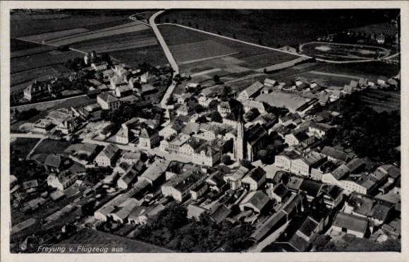 Postcard Freyung in the Bavarian Forest, aerial photograph