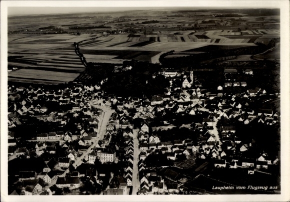 Postcard Laupheim in Upper Swabia, aerial photograph of the town