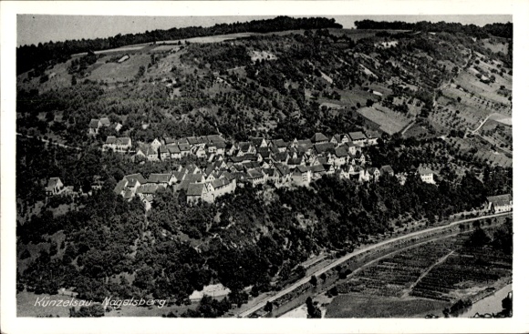 Postcard Künzelsau am Kocher Hohenlohekreis, aerial photograph