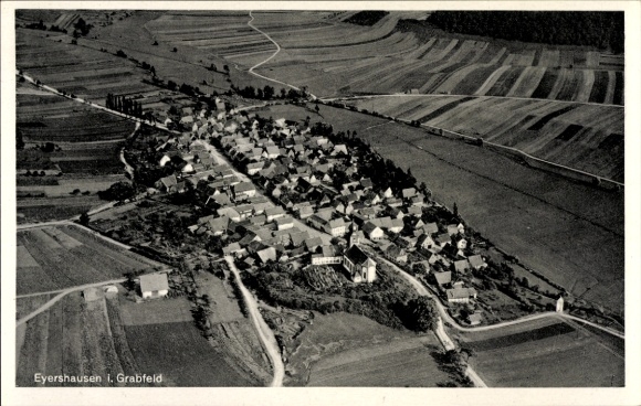 Ak Eyershausen Bad Königshofen im Grabfeld, Fliegeraufnahme