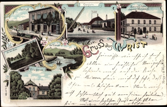 litho pols in Sleeswijk Holstein, treinstation, treinstation hotel, Dorfstrasse, Vulla Struse