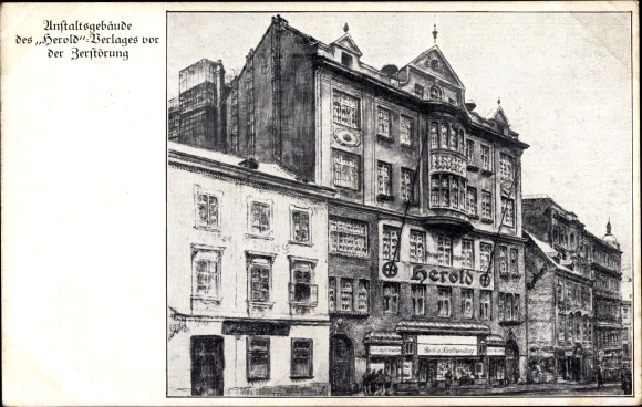 Ansichtkaart Wenen VIII Josefstadt, Herold-Haus voor de verwoesting