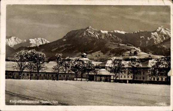 Postcard Sonthofen in Oberallgäu Swabia, Carpathian barracks, mountains