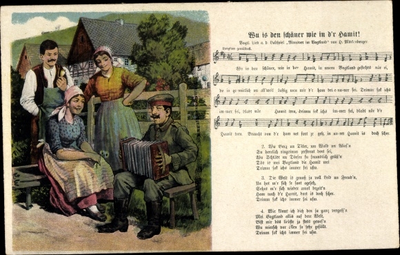 Song Ak Mückenberger, Hilmar, Wu is de schäner zoals in d'r Hamit, soldaat, accordeon, boeren
