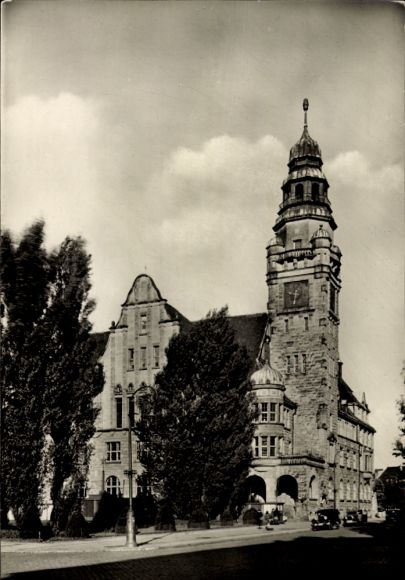 Wittenberge on the Elbe Prignitz, Town Hall, Historic Building, Tower, Trees, Street