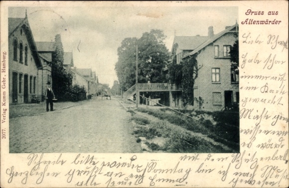 Postcard Hamburg Harburg Altenwerder Altenwärder, street section