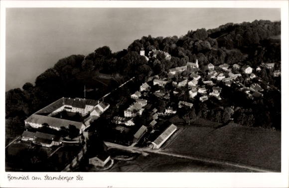 Postcard Bernried am Starnberger See Upper Bavaria, aerial view of Bernried, landscape, buildings, trees