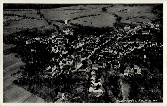 Postcard Hüffenhardt in Baden, aerial photograph