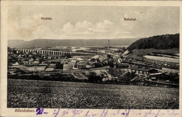 Ak Altenbeken in Westfalen, Panorama, Bahnhof, Viadukt