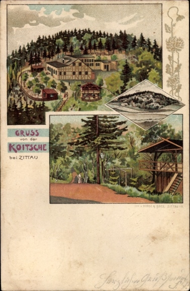 litho Hörnitz Oberlausitz, Berggasthof Koitsche