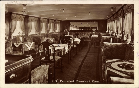 Ak Dampfer SS Germany, deksalon 1e klas