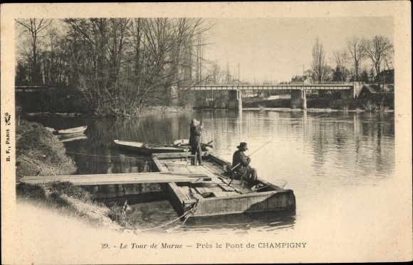 Postcard Champigny Val de Marne, Le Tour de Marne, Near the Bridge