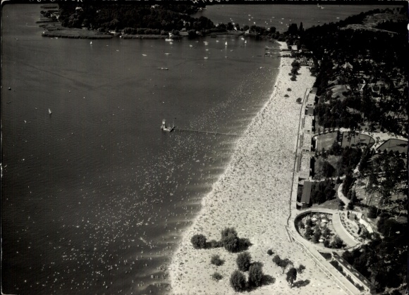 Foto Berlin Zehlendorf Wannsee, Fliegeraufnahme, Strand