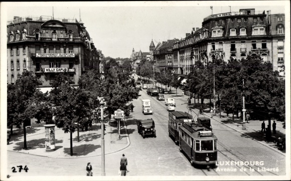 KP Luxembourg, Avenue de la Liberte, tramwaj, sklep Willy Capus