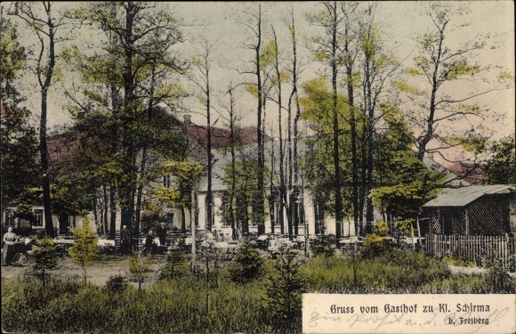 Ak Kleinschirma Oberschöna in Sachsen, Gasthof, Gartenpartie