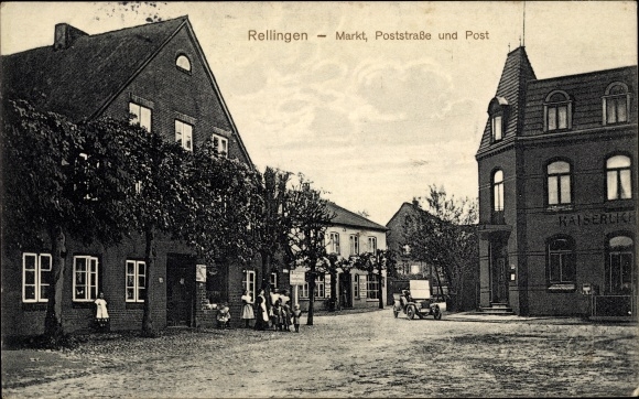 Ak Rellingen in Holstein, markt, poststraat, postkantoor