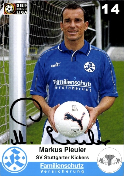 Karta autograf piłkarza Markusa Pleulera, Stuttgarter Kickers, autograf