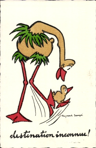 Artist Postcard Sempe, Raymond, destination inconnue