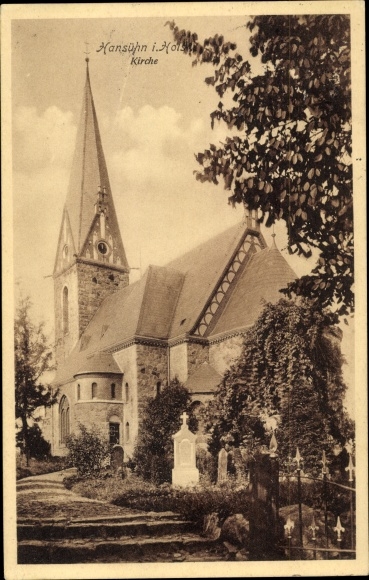 Postcard Hansühn Wangels in Holstein, church