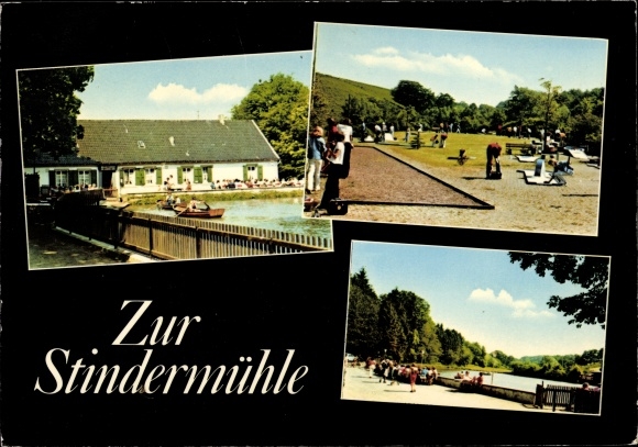 Postcard Erkrath in North Rhine-Westphalia, to the Stindermühle, garden restaurant, exterior views