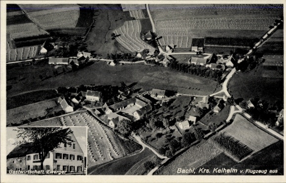 Postcard Bachl Rohr in Lower Bavaria, aerial photograph, Gastwirtschaft Zwerger