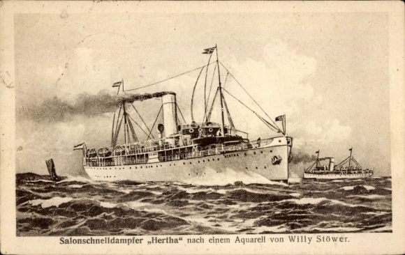 Artist Postcard Stöwer, W., Salonschnelldampfer Hertha