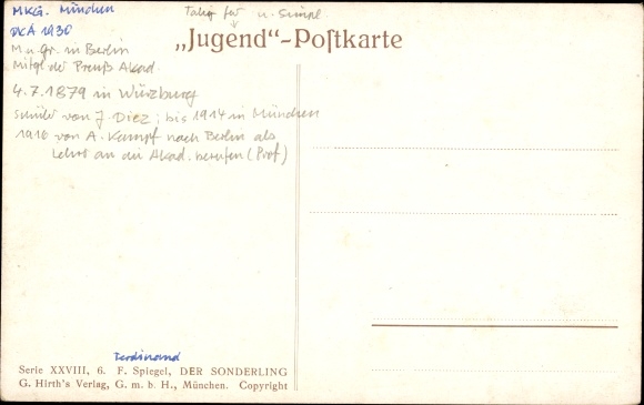Artist Postcard Spiegel, F., The eccentric