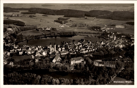 Postcard Bad Waldsee in Upper Swabia Württemberg, aerial photograph