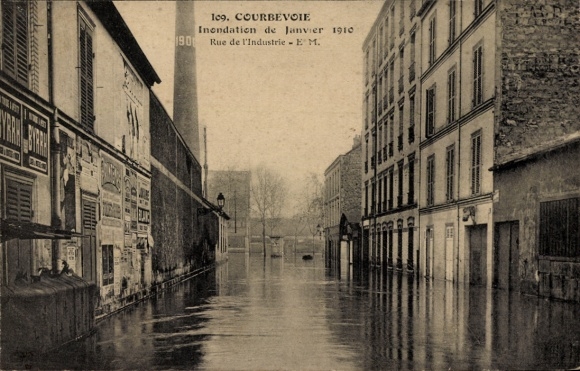 PC Courbevoie Hauts de Seine, Inondation de Janvier 1910, Rue de l'Industrie