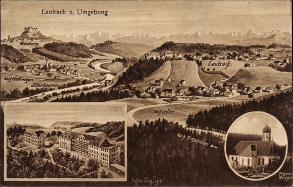 Artist PC skins, Eugen, Lautrach in Swabia Unterallgäu, panorama, surroundings, parish church