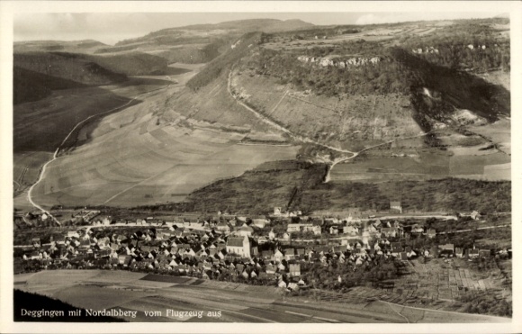Postcard Deggingen in Württemberg, aerial photograph, Nordalbberg