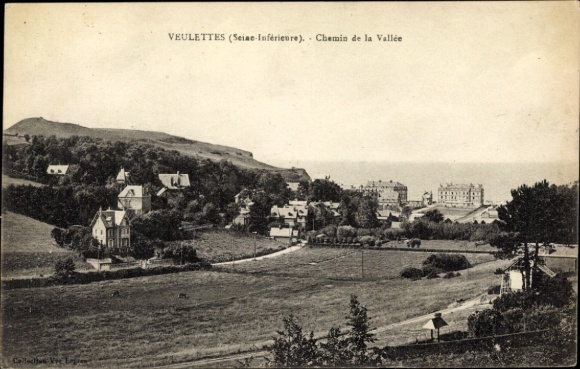 Postcard Veulettes sur Mer Seine Maritime, Chemin de la Vallee, partial view