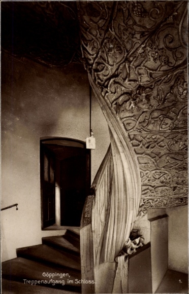 Postcard Göppingen in Württemberg, staircase, castle