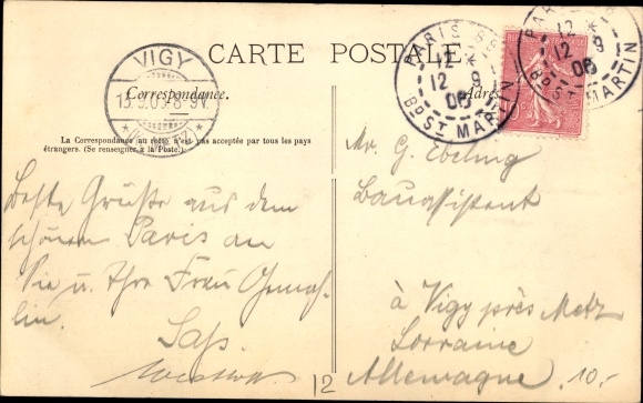 Postcard Paris XII Reuilly, Vincennes station