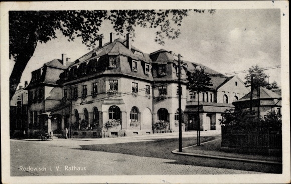 Postcard Rodewisch im Vogtland Sachsen, town hall, crossing